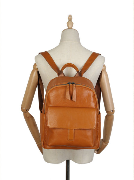 Women's Genuine Leather Backpack Purse Small Ladies Leather Rucksack Genuine Leather
