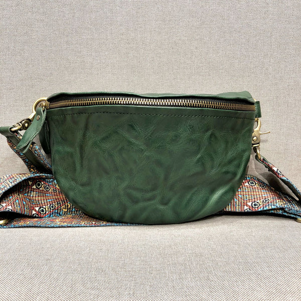 Women's Leather Chest Sling Bag with Boho Shoulder Strap Design Beautiful