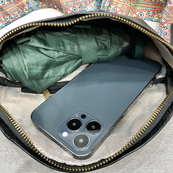 Women's Leather Chest Sling Bag with Boho Shoulder Strap Design Capacity