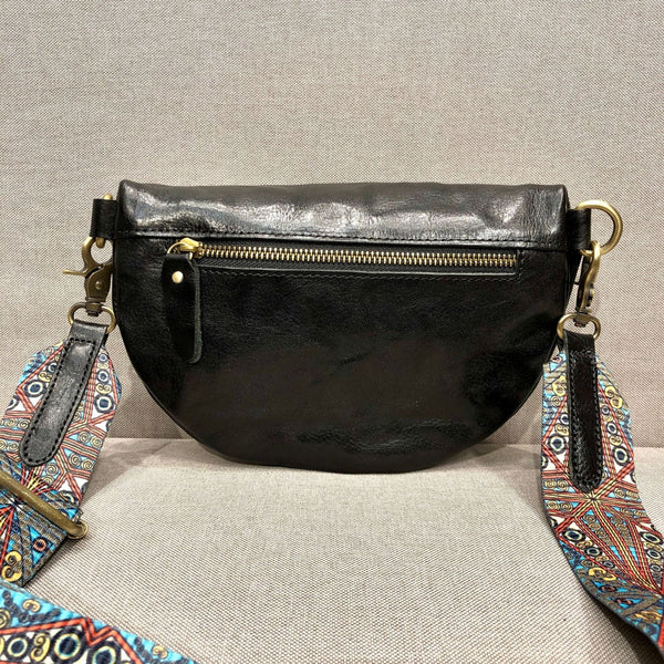 Women's Leather Chest Sling Bag with Boho Shoulder Strap Design Durable