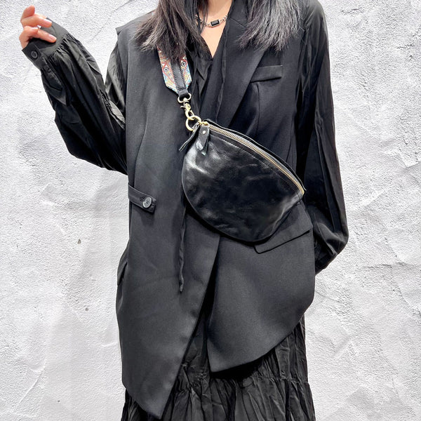 Women's Leather Chest Sling Bag with Boho Shoulder Strap Design Gift