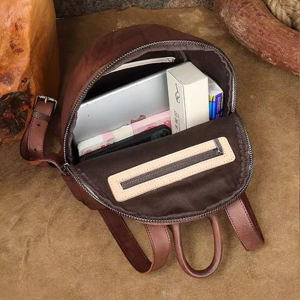 Women's Mini Leather Backpack Womens Rucksack Bag Capacity