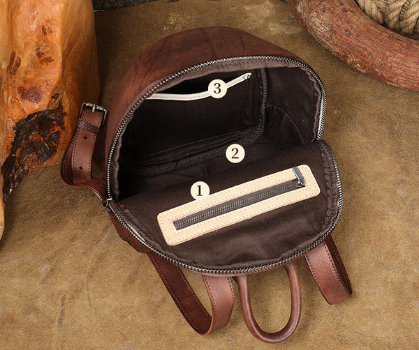 Women's Mini Leather Backpack Womens Rucksack Bag Inside