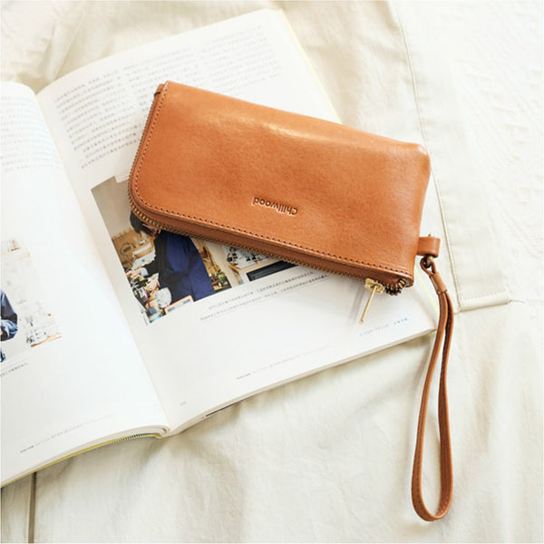 Women's Minimalist Wallet Phone Purse Wallet for Women Brown