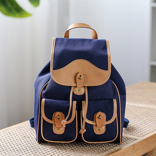 Women's Nylon Backpack Bag With Leather Accessories Small Rucksack For Women Best