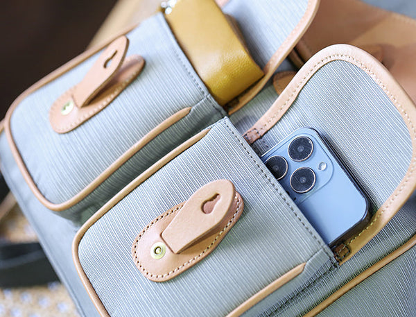 Women's Nylon Backpack Bag With Leather Accessories Small Rucksack For Women Details