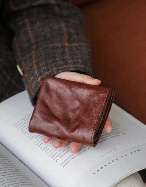 Women's Small Wallet With ID Window Genuine Leather Wallets For Ladies Classic