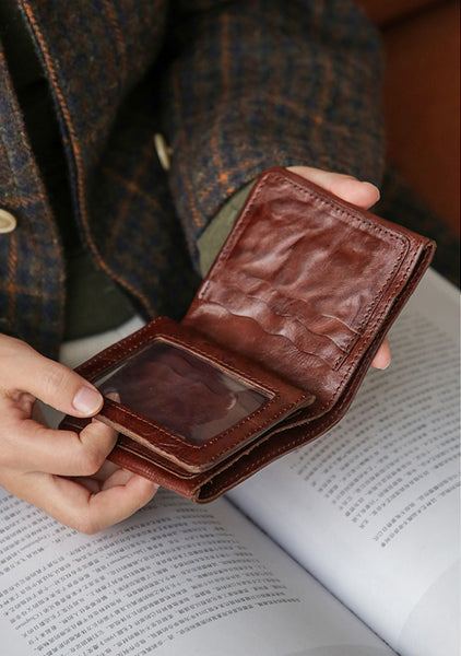 Women's Small Wallet With ID Window Genuine Leather Wallets For Ladies