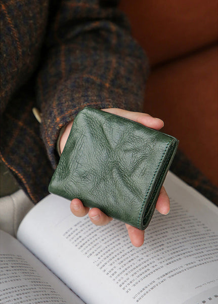 Women's Small Wallet With ID Window Genuine Leather Wallets For Ladies Cowhide