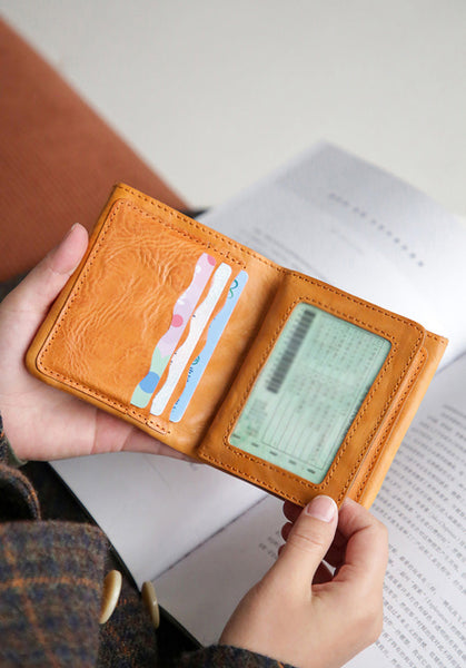 Women's Small Wallet With ID Window Genuine Leather Wallets For Ladies Elegant