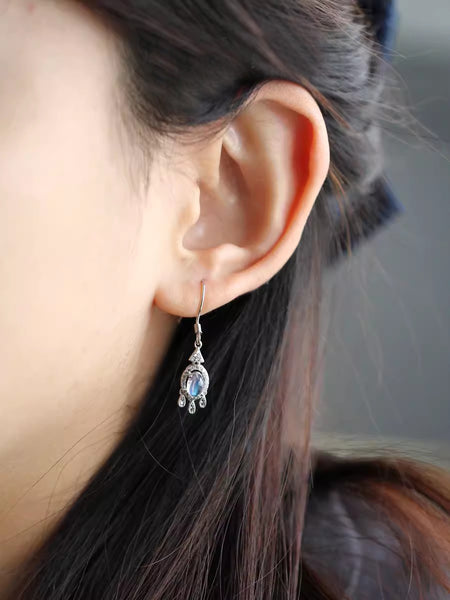 Women's Sterling Silver Moonstone Earrings Silver Drop Earrings For Women Chic