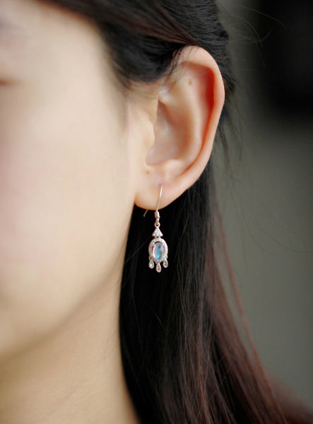 Women's Sterling Silver Moonstone Earrings Silver Drop Earrings For Women Fashionable