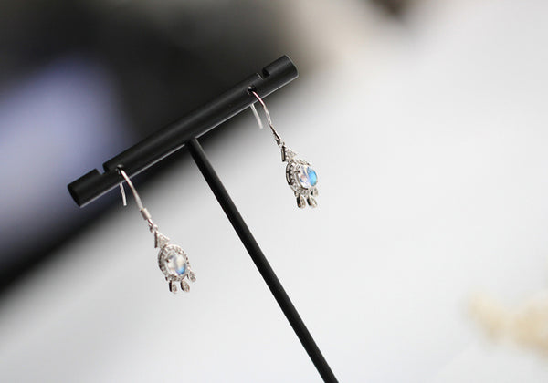 Women's Sterling Silver Moonstone Earrings Silver Drop Earrings For Women Gift idea