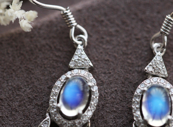 Women's Sterling Silver Moonstone Earrings Silver Drop Earrings For Women Gift