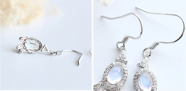 Women's Sterling Silver Moonstone Earrings Silver Drop Earrings For Women Stylish