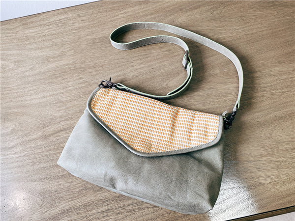 Women's Woven Bag Leather Crossbody Satchel Purse Leather Shoulder Bag
