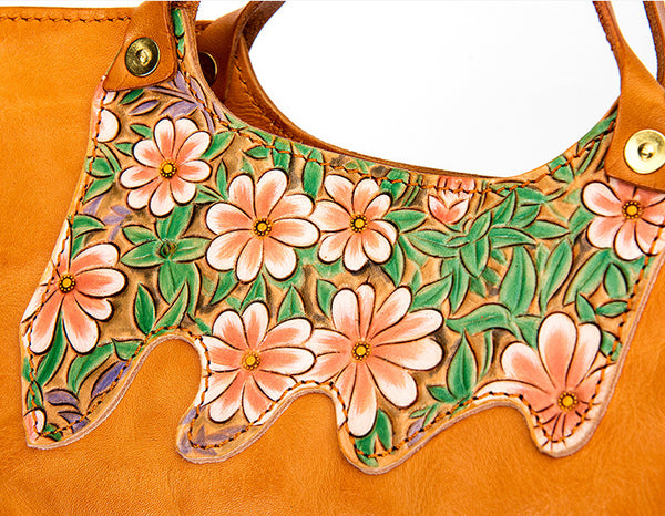 Womens Carving Leather Crossbody Tote Bag Small Shoulder Bags For Women Details