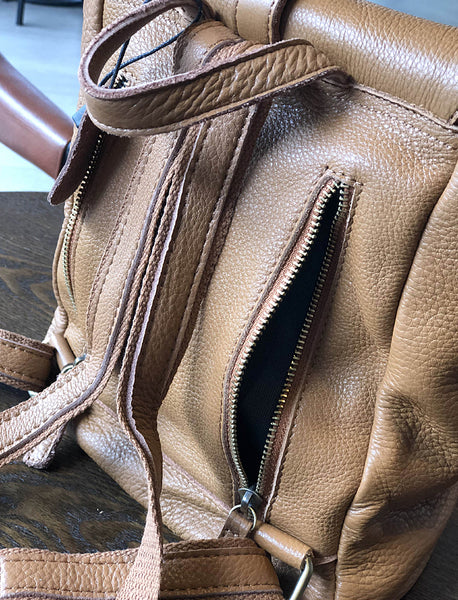 Womens Genuine Leather Backpack Purse-Casual Soft Leather Daypack with Flap Cover Vintage