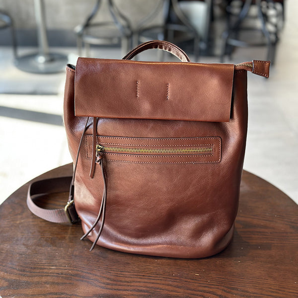 Womens Genuine Leather Backpack Purse Small Leather Knapsack Affordable