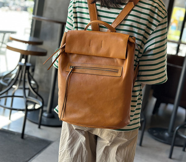 Womens Genuine Leather Backpack Purse Small Leather Knapsack Classy