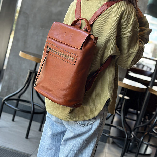 Womens Genuine Leather Backpack Purse Small Leather Knapsack Designer
