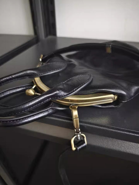 Womens Genuine Leather Frame Clutch Purse Retro Phone Bag for Women with Shoulder Strap Stylish