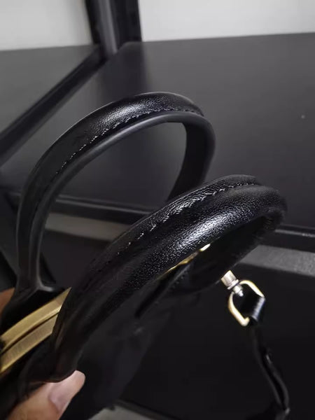 Womens Genuine Leather Frame Clutch Purse Retro Phone Bag for Women with Shoulder Strap Vintage