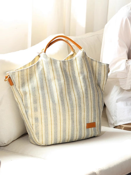 Womens Large Canvas Laptop Tote Bag with Leather Handle-Fits 15.27" Notebook Fashion