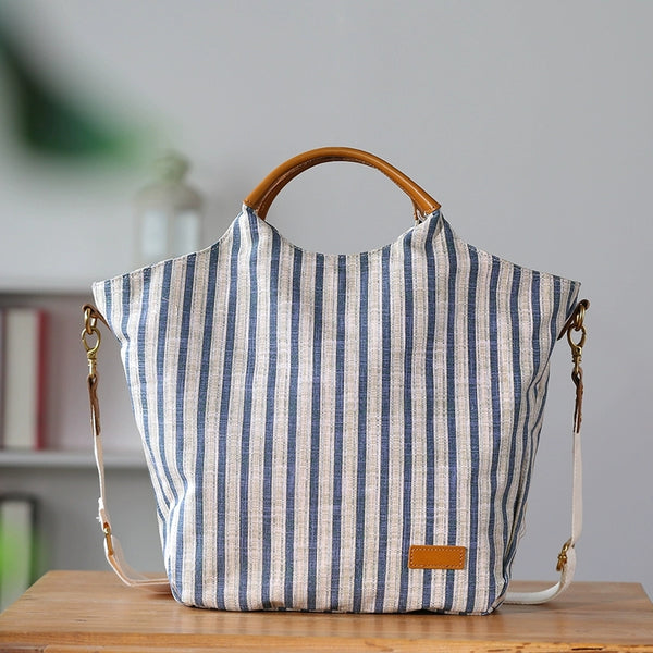Womens Large Canvas Laptop Tote Bag with Leather Handle-Fits 15.6" Notebook Accessories