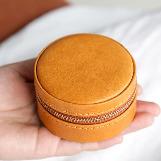 Womens Leather Mini Travel Jewelry Organizer Clutch Bag Accessories