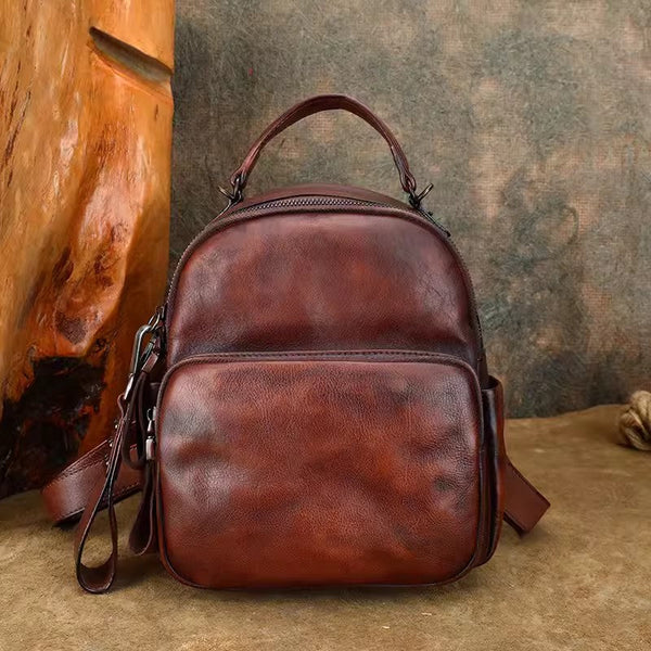 Womens Mini Leather Rucksack Shoulder Bag Leather Backpack Purse For Women Badass