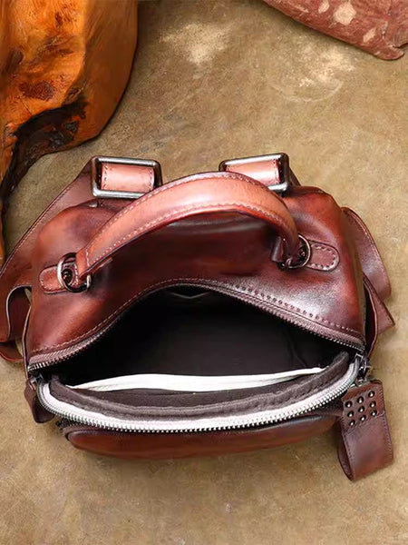 Womens Mini Leather Rucksack Shoulder Bag Leather Backpack Purse For Women Capacity