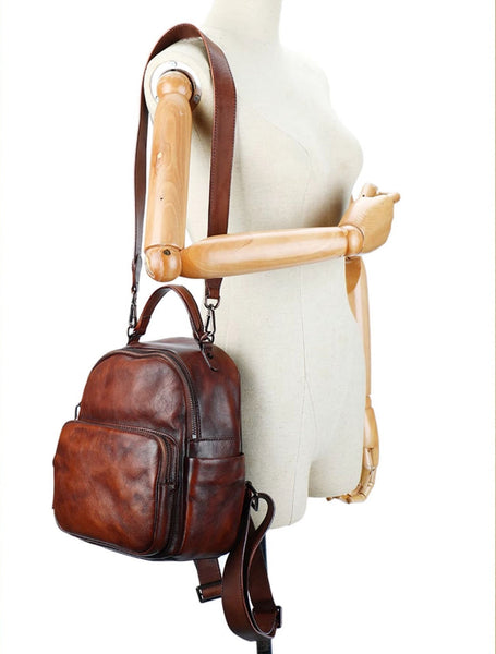 Womens Mini Leather Rucksack Shoulder Bag Leather Backpack Purse For Women Chic