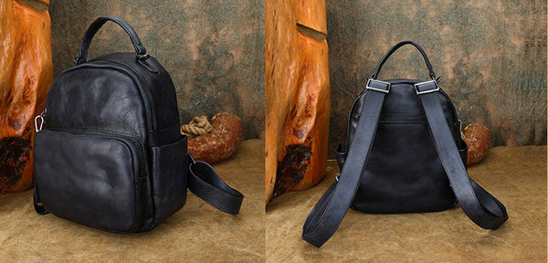 Womens Mini Leather Rucksack Shoulder Bag Leather Backpack Purse For Women Cowhide