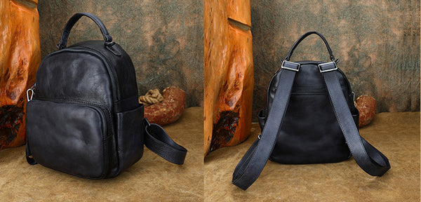 Womens Mini Leather Rucksack Shoulder Bag Leather Backpack Purse For Women Cowhide
