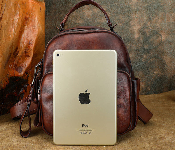 Womens Mini Leather Rucksack Shoulder Bag Leather Backpack Purse For Women Cute