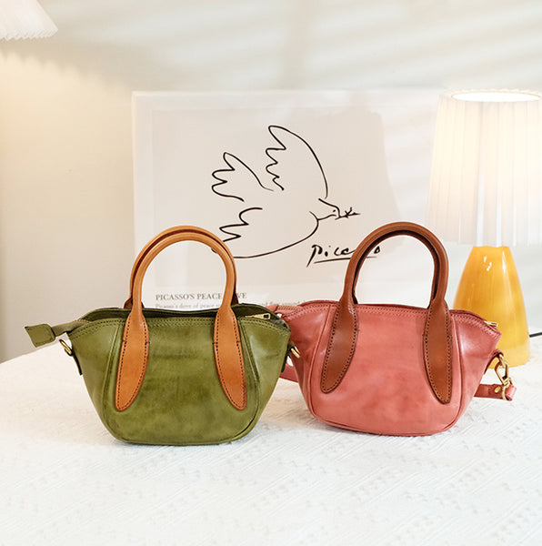 Ladies Small Brown Crossbody Bag Leather Shoulder Bag