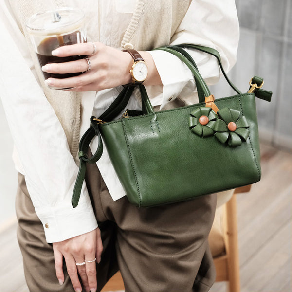 Womens Small Leather Crossbody Purse Top Handle Handbag