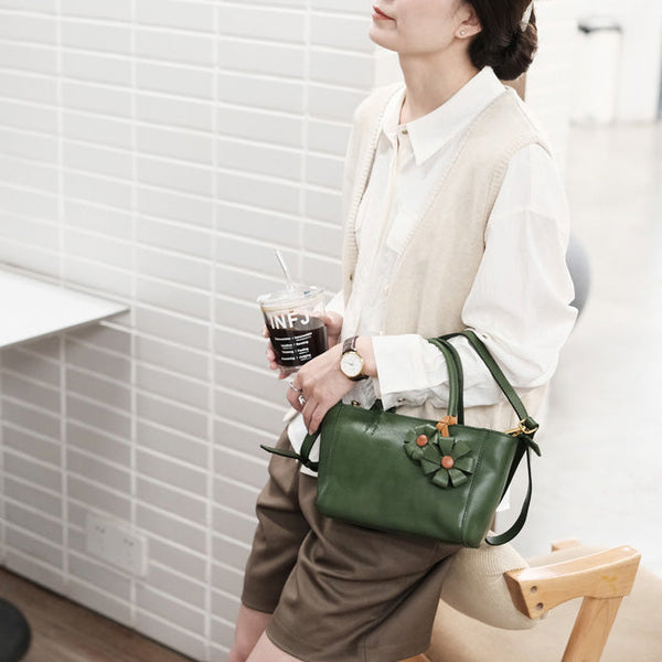 Womens Small Leather Crossbody Purse Top Handle Handbag Badass