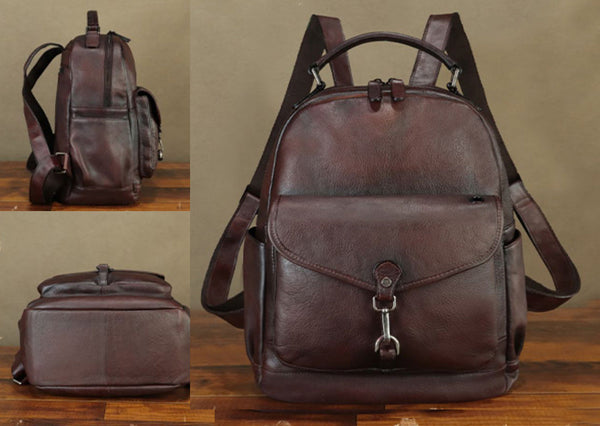 Ladies Real Leather Backpack Purse Ladies Small Leather Rucksack