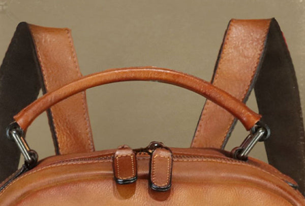 Womens Small Leather Rucksack Leather Backpack Purse For Women Cowhide