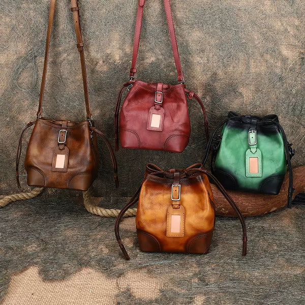 Ladies Shoulder Bucket Bag Leather Crossbody Bag For Women