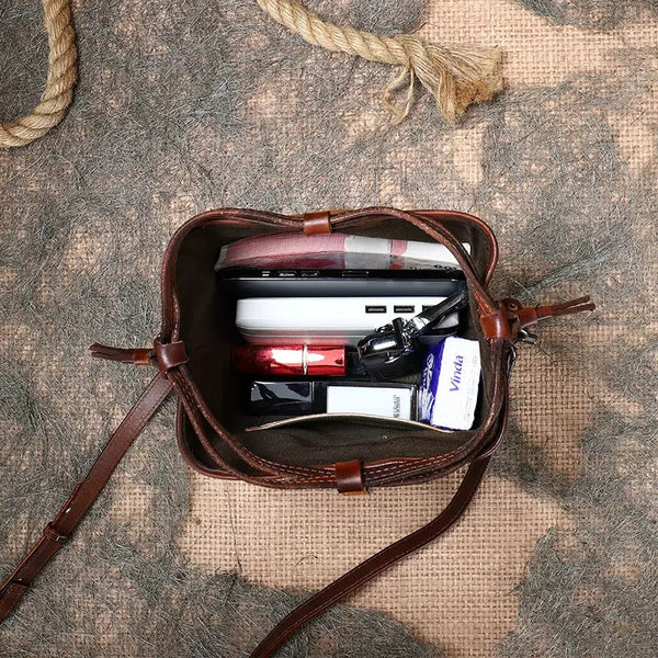 Ladies Shoulder Bucket Bag Leather Crossbody Bag For Women