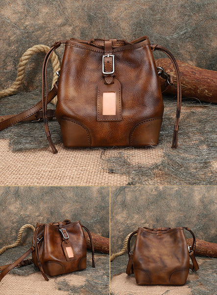 Ladies Shoulder Bucket Bag Leather Crossbody Bag For Women