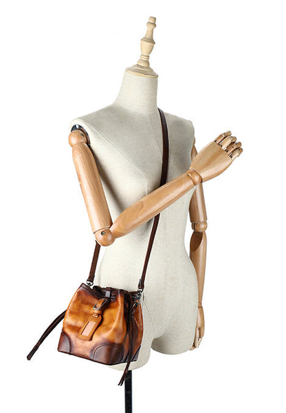 Ladies Shoulder Bucket Bag Leather Crossbody Bag For Women