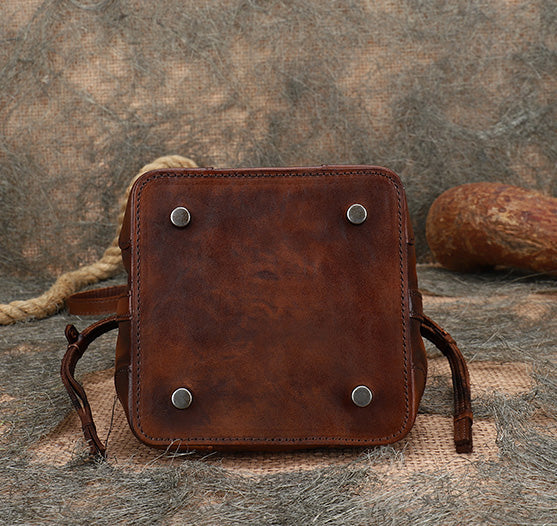 Ladies Shoulder Bucket Bag Leather Crossbody Bag For Women