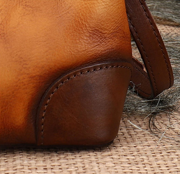 Womens Small Leather Shoulder Bag Leather Bucket Bag