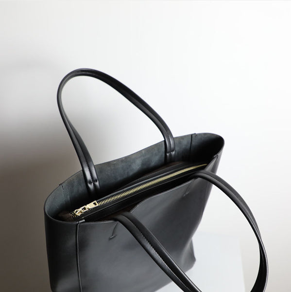 Womens Small Leather Tote Bag With Zipper Women Leather Handbag Details