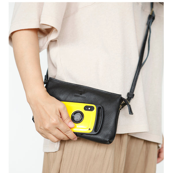 Small Womens Black Shoulder Purse Soft Leather Crossbody Bag