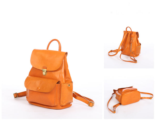 Womens Vintage Leather Backpack Bag Small Rucksack Bag For Women